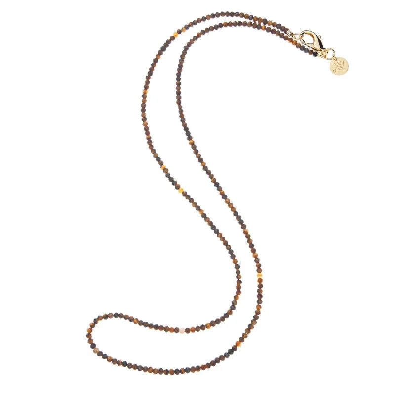 Double Wrap Diamond Cut Beaded Necklace in Tiger's Eye sold by Larroude
