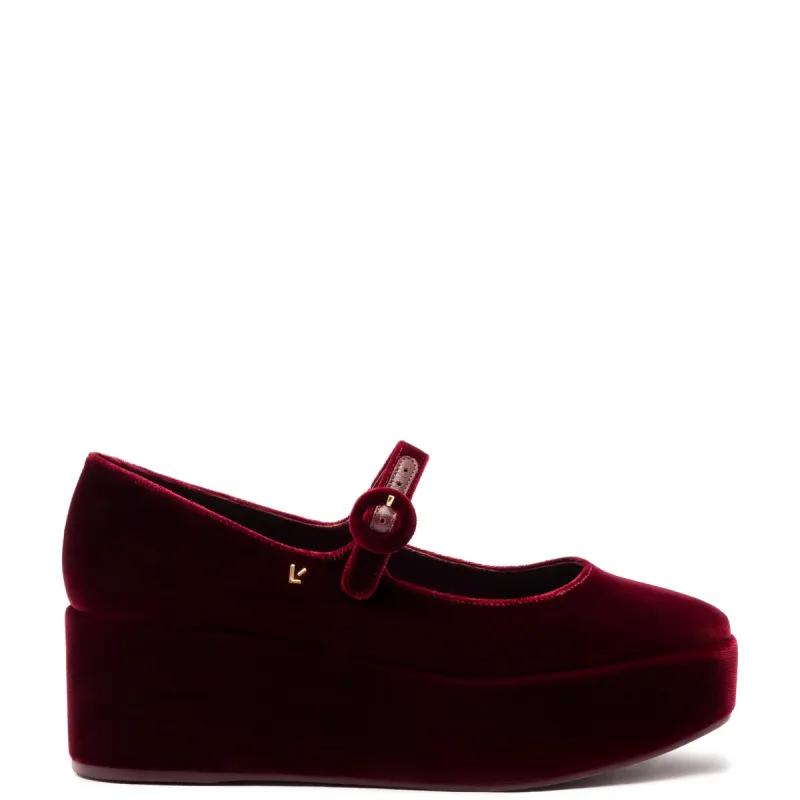 Blair Flatform In Wine Velvet sold by Larroude