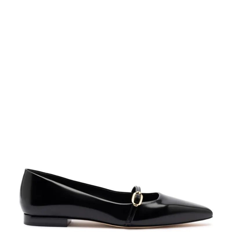 Irene Flat In Black Leather sold by Larroude
