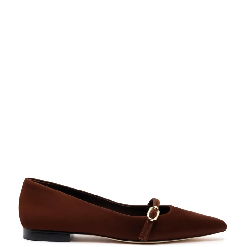 Irene Flat In Brown Suede sold by Larroude