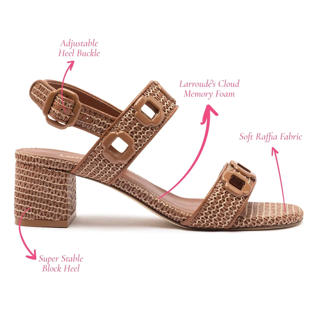 Milan Sandal In Caramel Wave Raffia sold by Larroude product image thumbnail 5