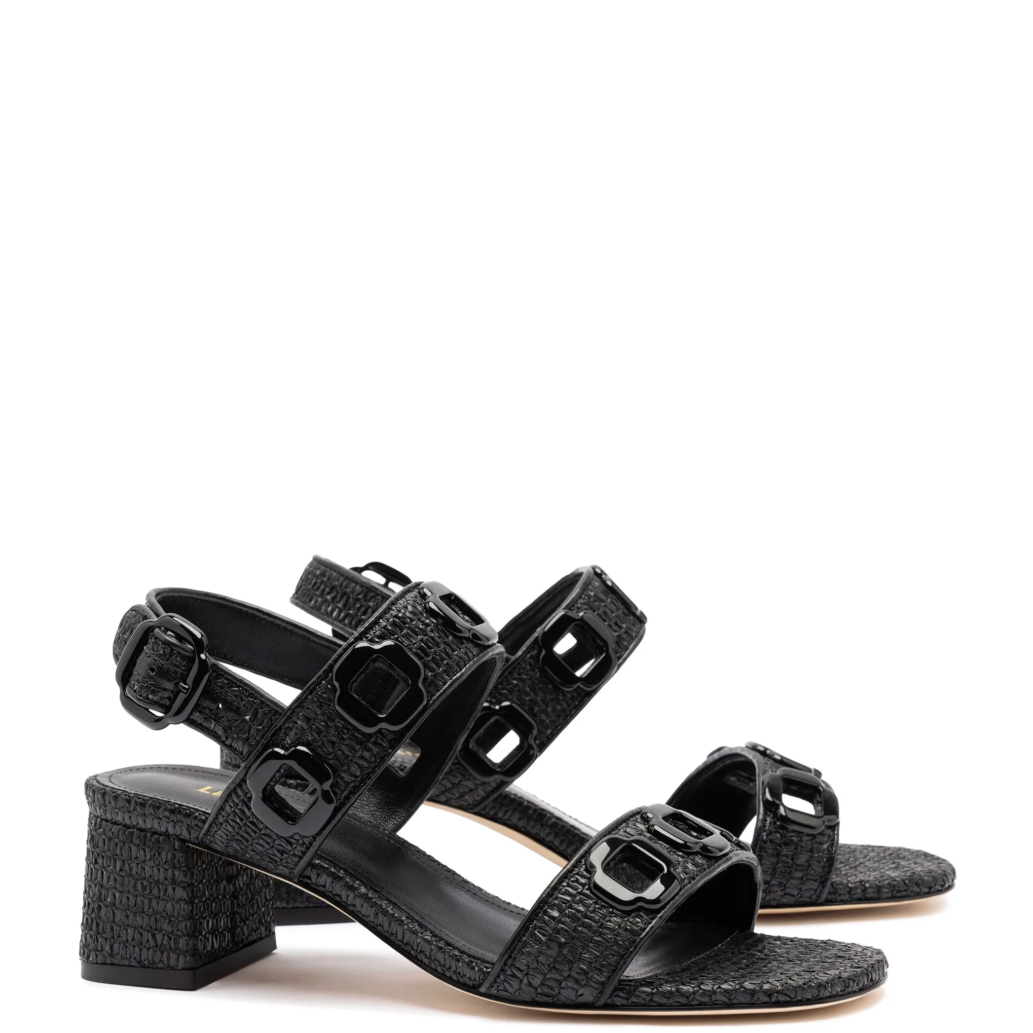 Milan Sandal In Black Wave Raffia sold by Larroude product image thumbnail 2