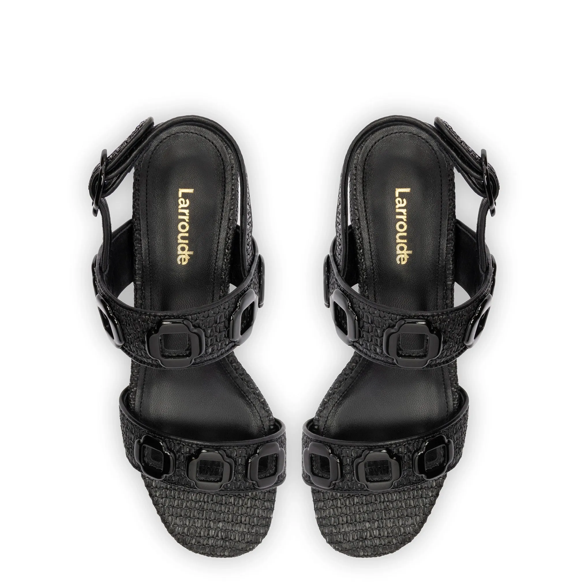 Milan Sandal In Black Wave Raffia sold by Larroude product image thumbnail 3
