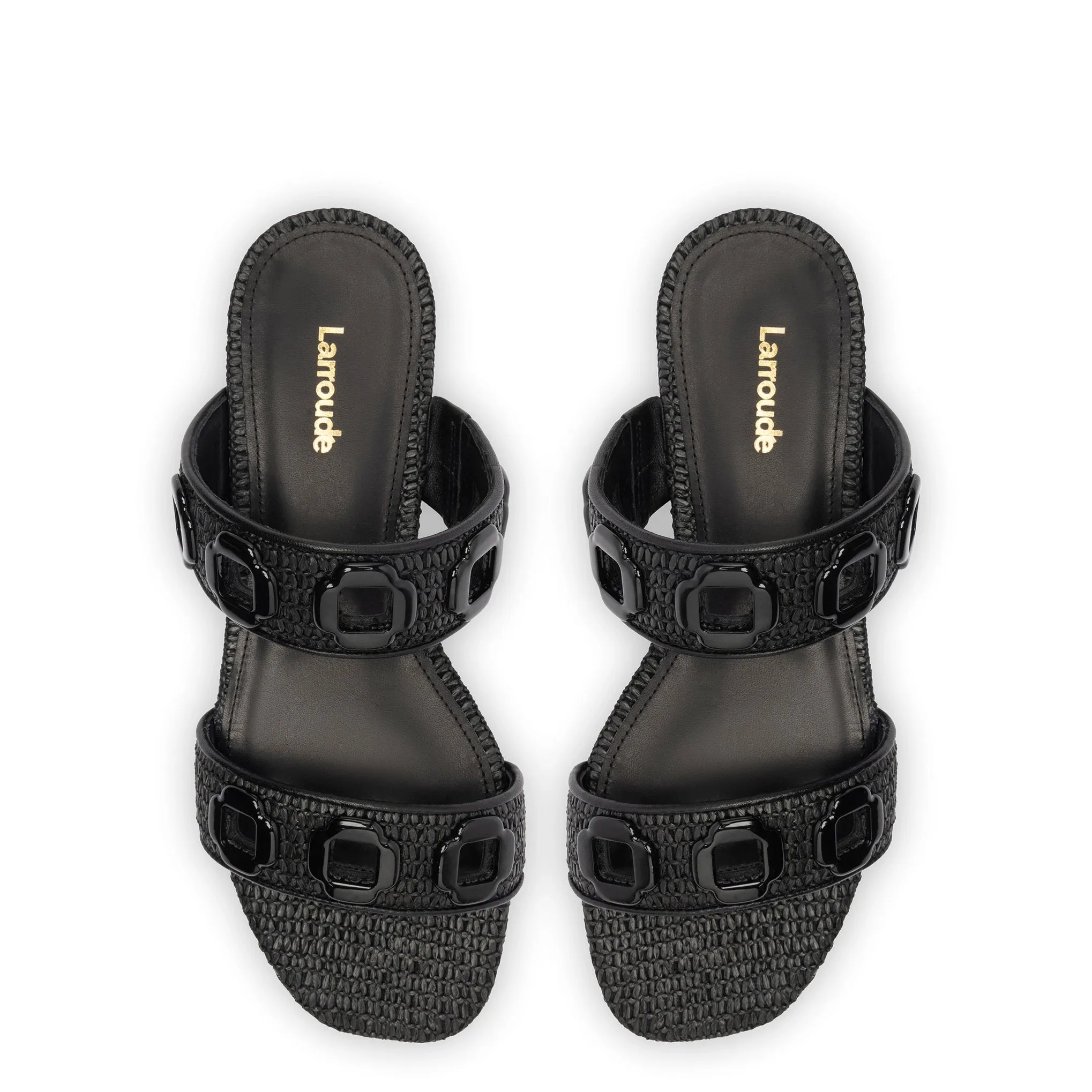 Milan Flat Mule In Black Wave Raffia sold by Larroude product image thumbnail 3