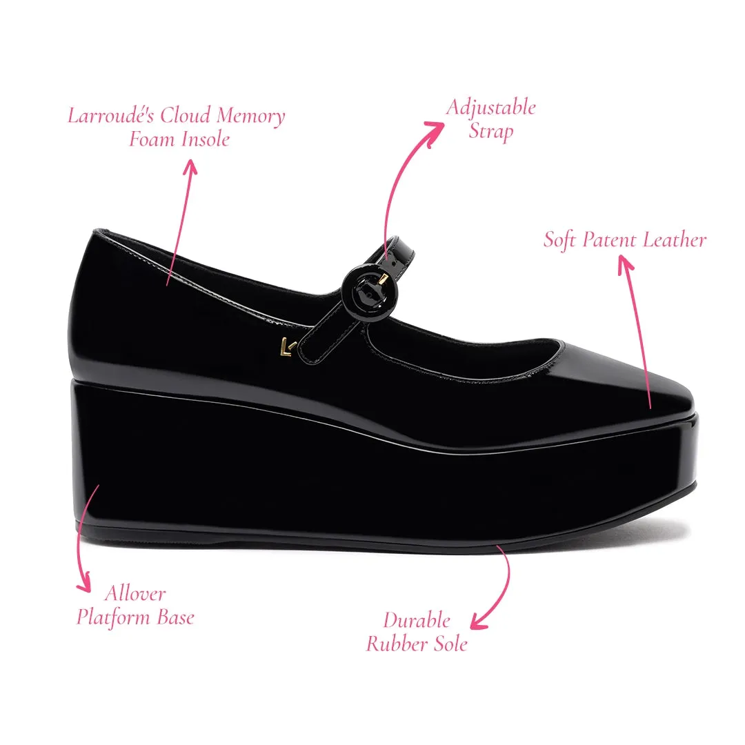 Blair Flatform In Black Patent Leather sold by Larroude product image thumbnail 5