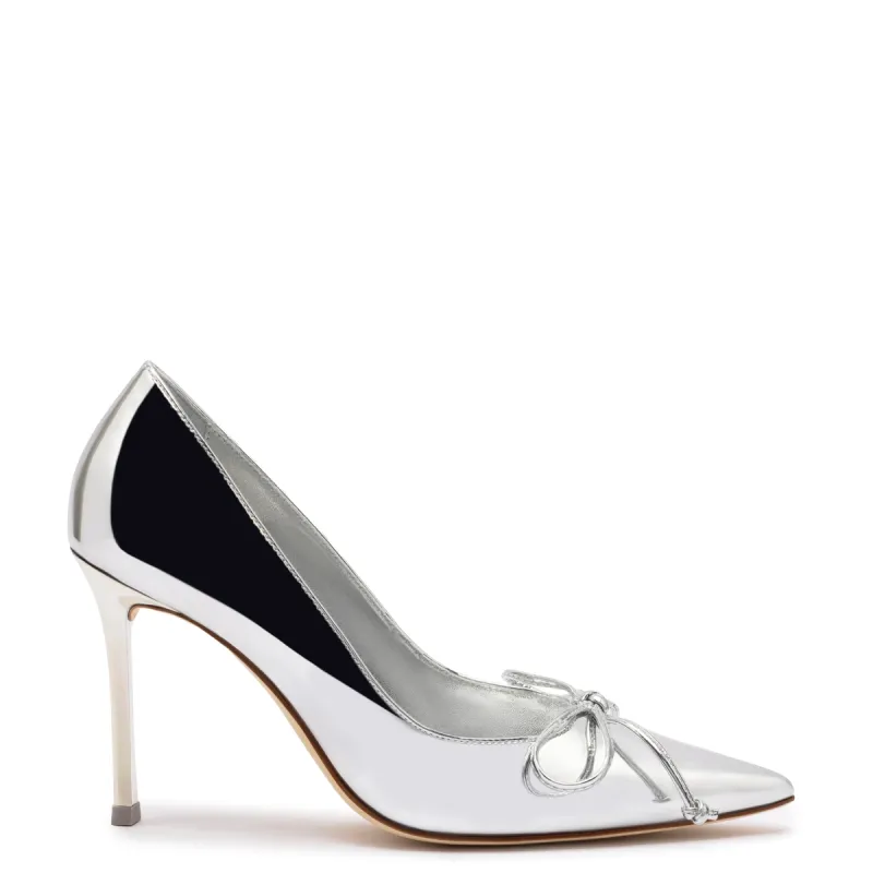 Linda Pump In Silver Specchio sold by Larroude