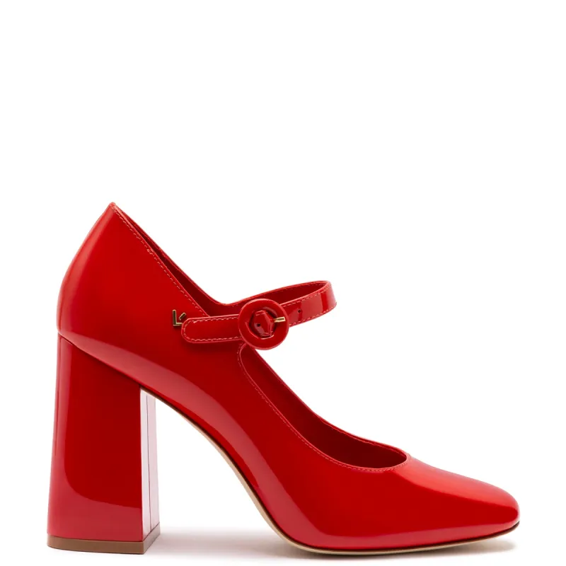 Blair Hi Pump In Scarlet Patent Leather sold by Larroude