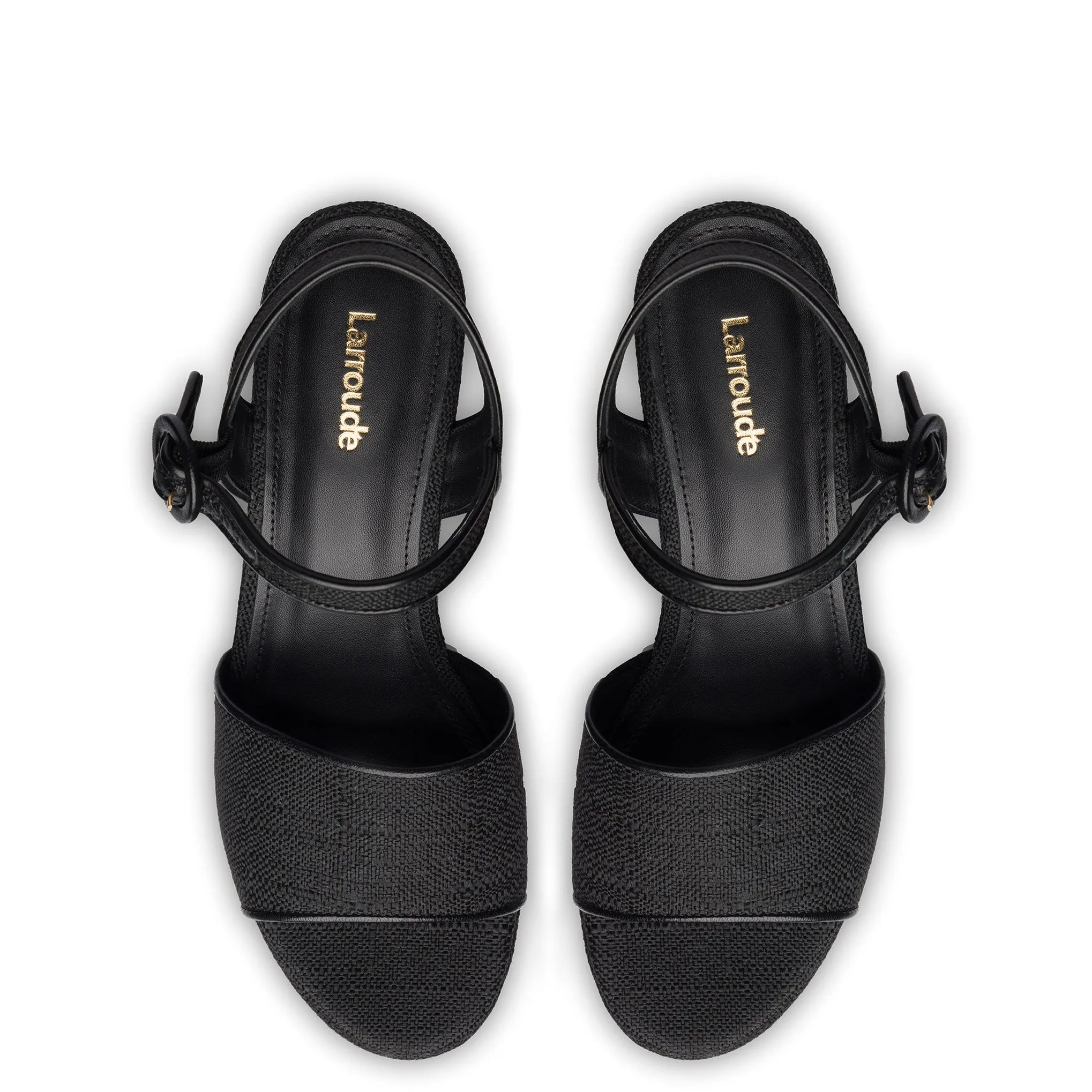 Miso Platform Strap Sandal In Black Raffia sold by Larroude product image thumbnail 3