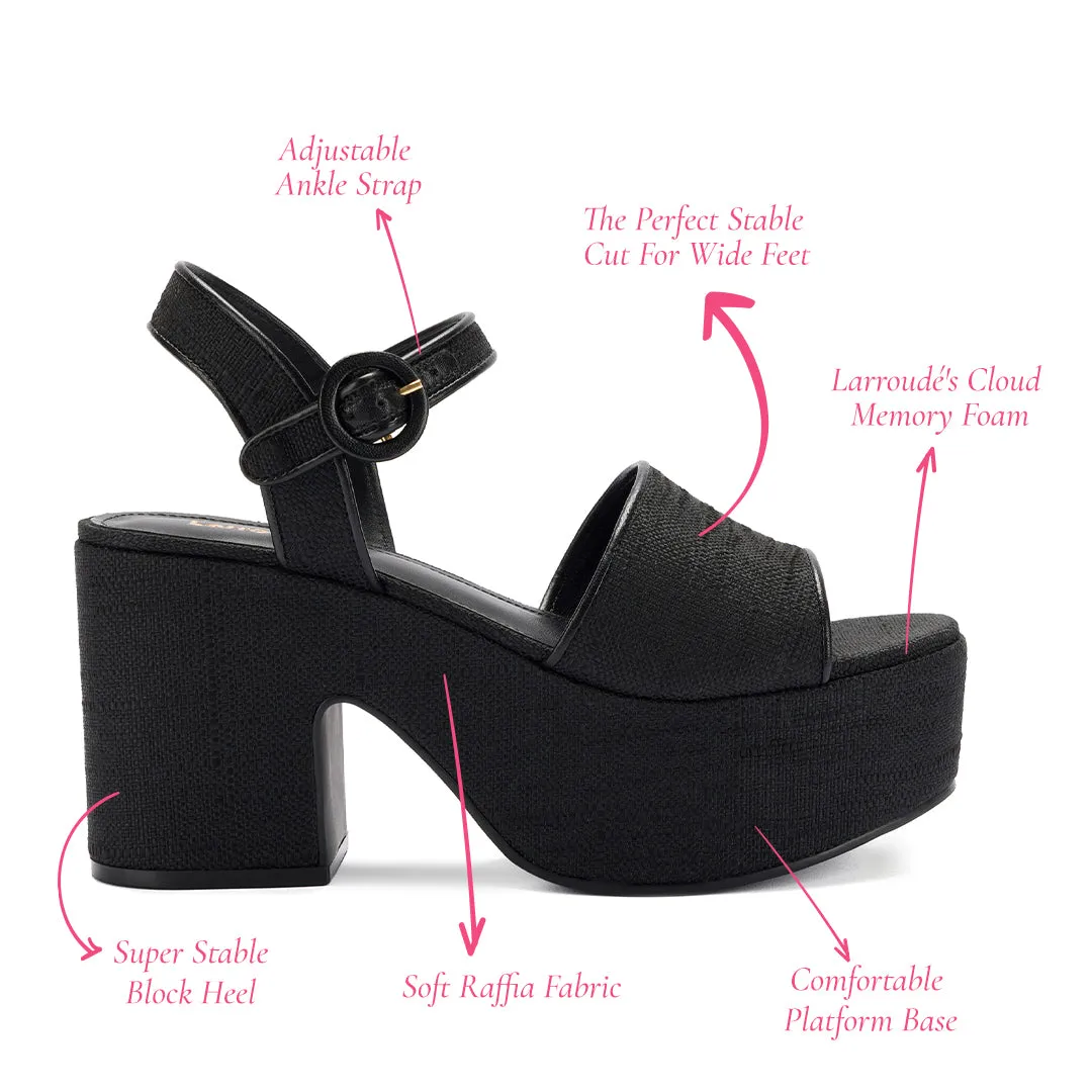Miso Platform Strap Sandal In Black Raffia sold by Larroude product image thumbnail 5