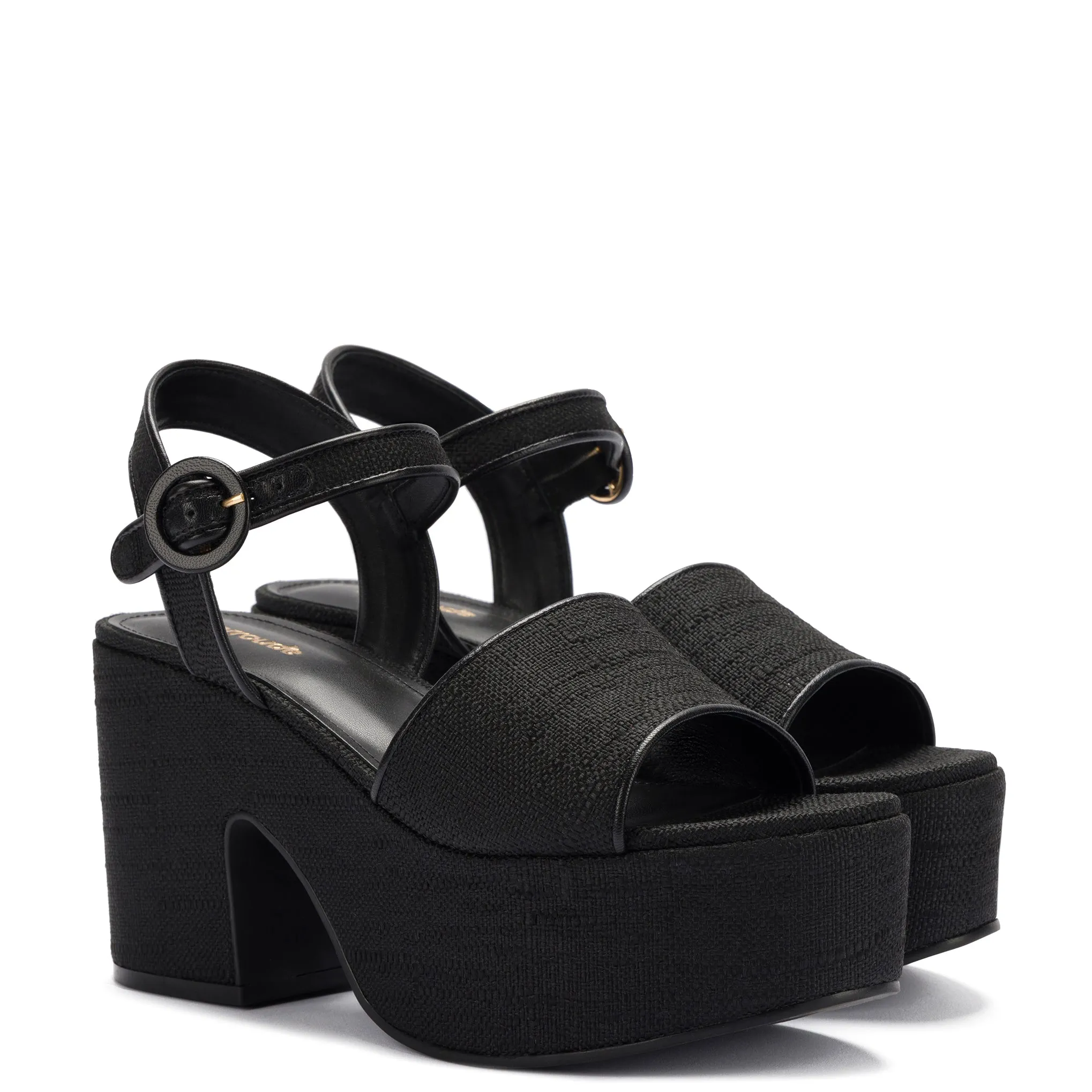 Miso Platform Strap Sandal In Black Raffia sold by Larroude product image thumbnail 2