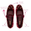 Blair Ballet Flat In Wine Velvet and Gold Studs sold by Larroude