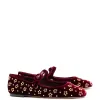 Blair Ballet Flat In Wine Velvet and Gold Studs sold by Larroude