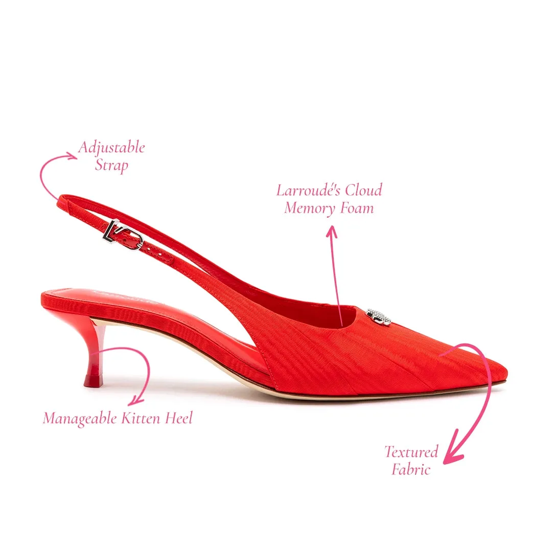 Maxine Pump In Red Fabric sold by Larroude product image thumbnail 5
