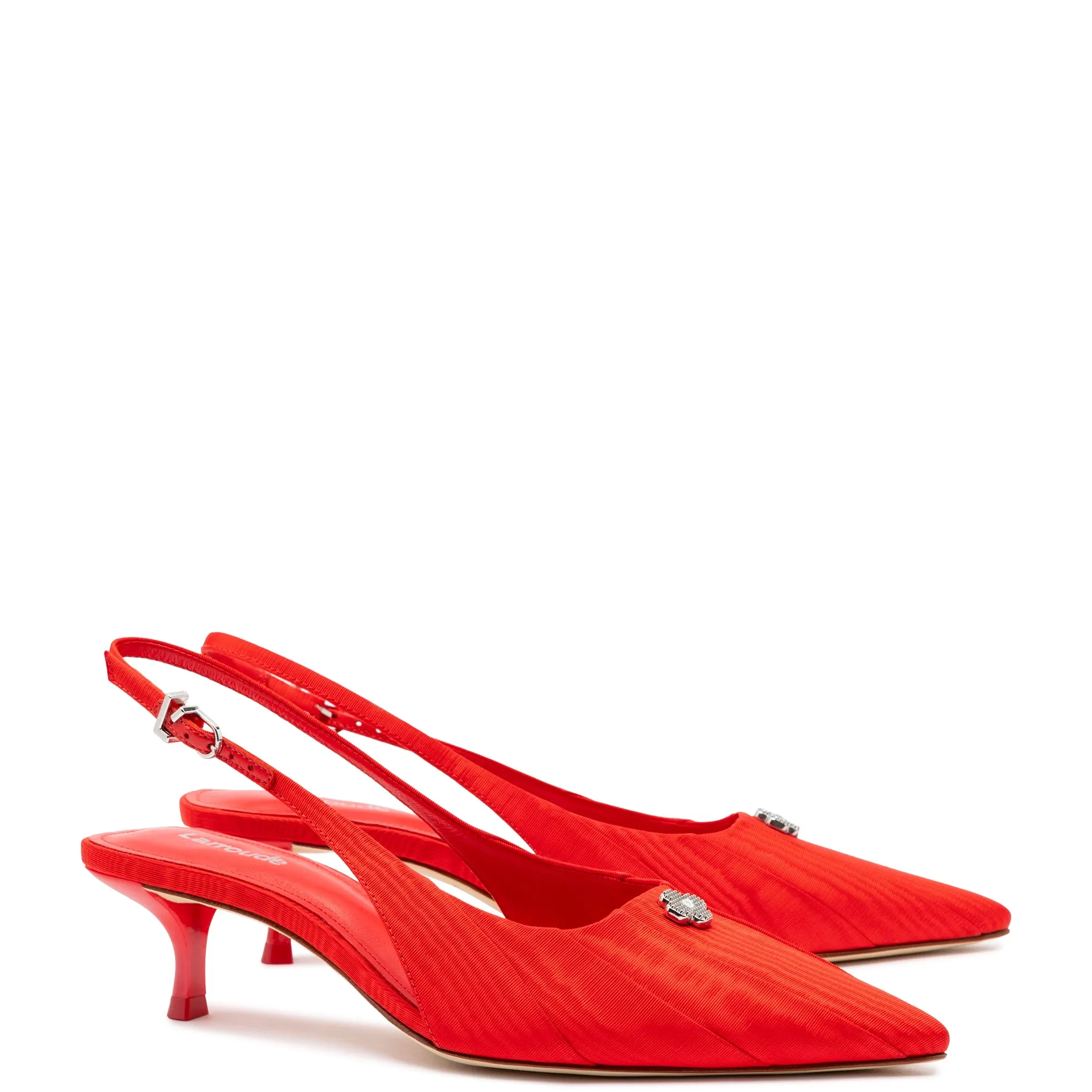 Maxine Pump In Red Fabric sold by Larroude product image thumbnail 2