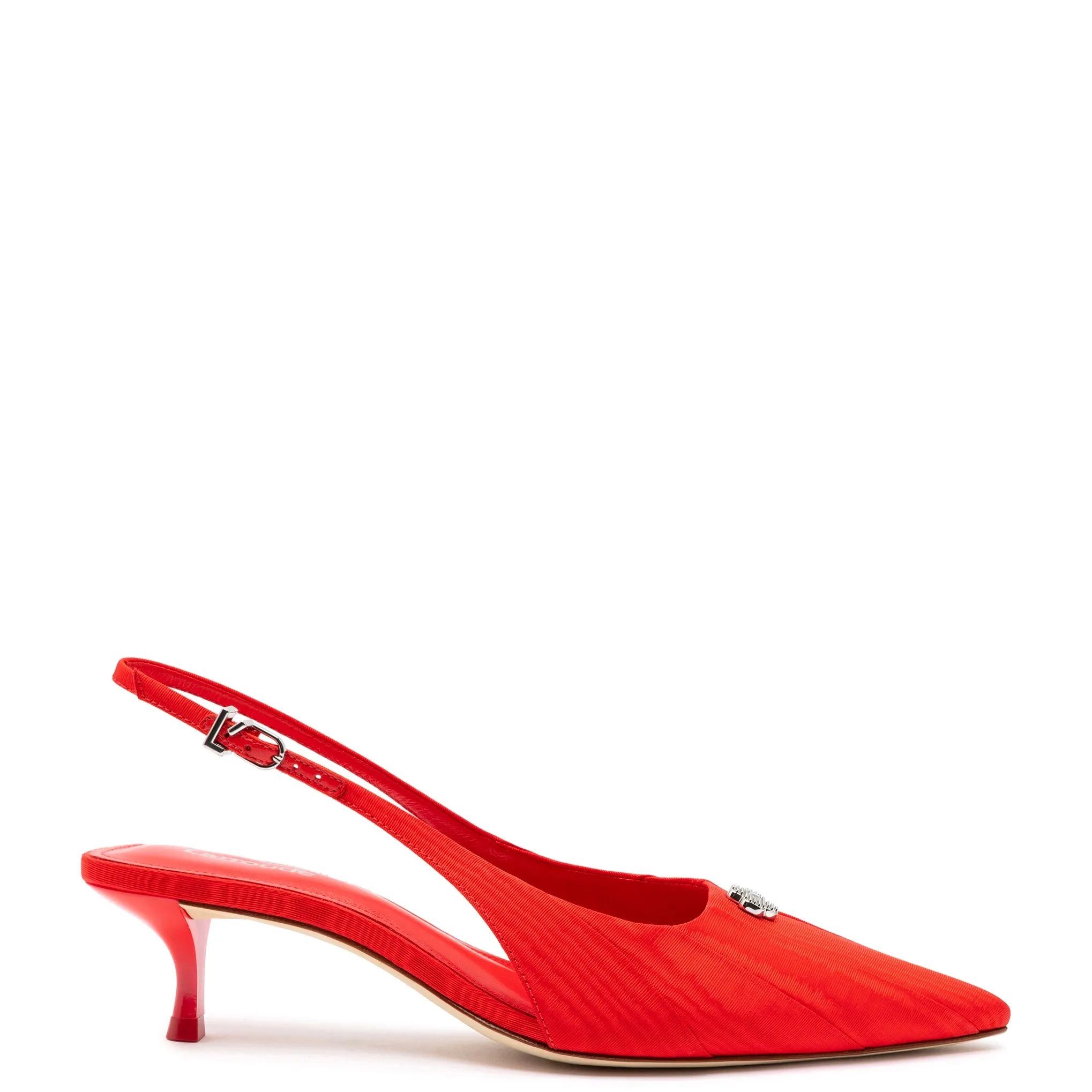Maxine Pump In Red Fabric sold by Larroude