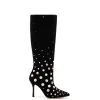 Kate Studs Boot In Black Suede sold by Larroude