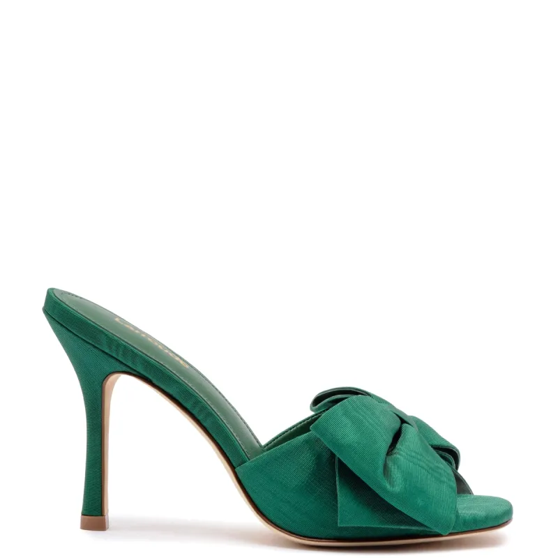 Elle Mule In Emerald Fabric sold by Larroude