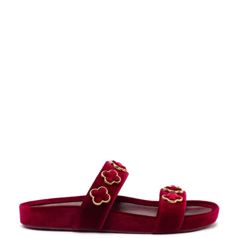 Milan Piccolo Slide In Wine Velvet sold by Larroude