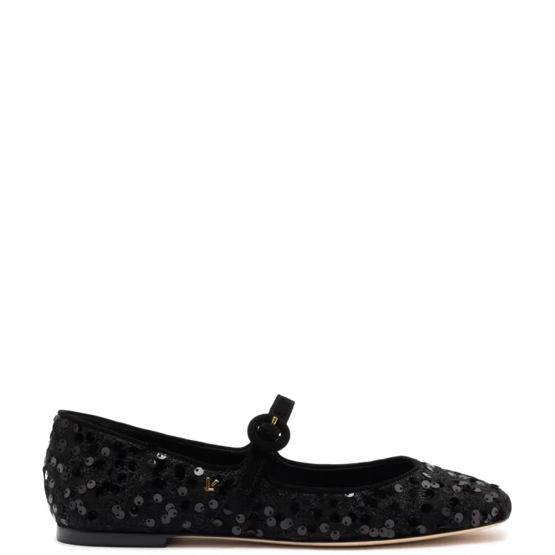 Blair Ballet Flat In Black Sequins sold by Larroude