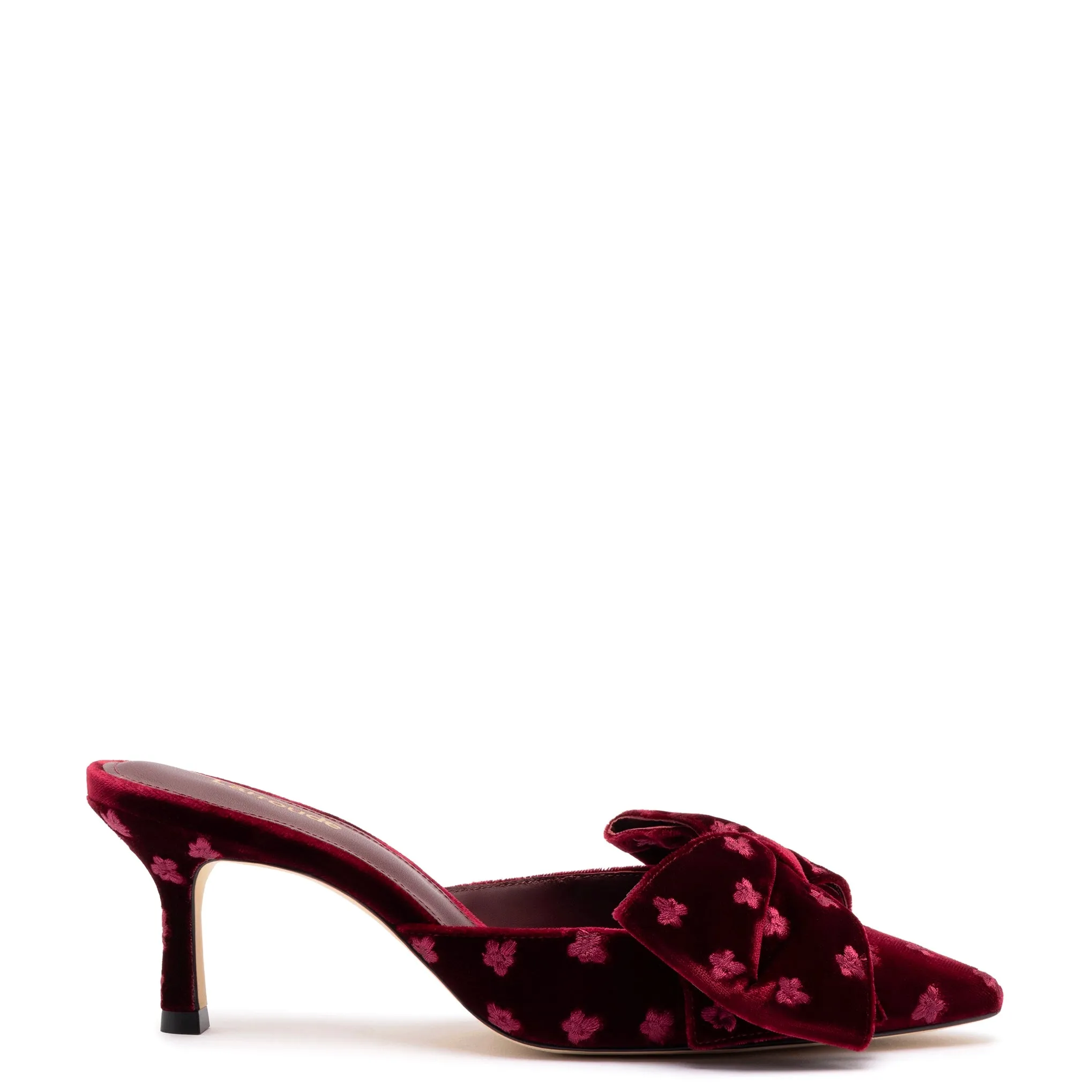 Mini Elle Pump In Wine Velvet sold by Larroude