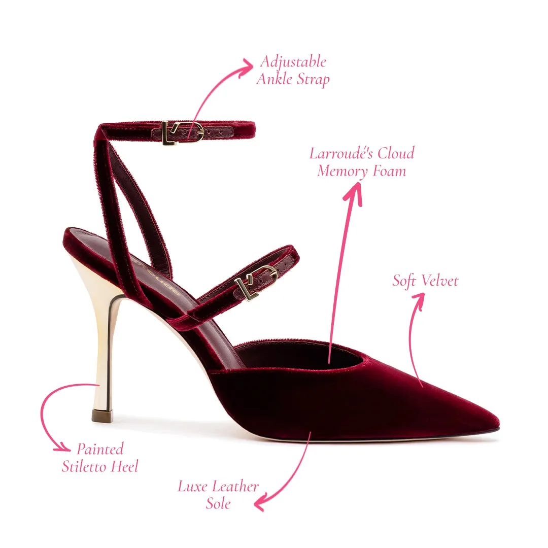 Kris Pump In Wine Velvet sold by Larroude product image thumbnail 5