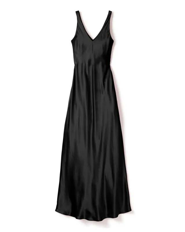 Women's Silk Long Slip in Black sold by Larroude