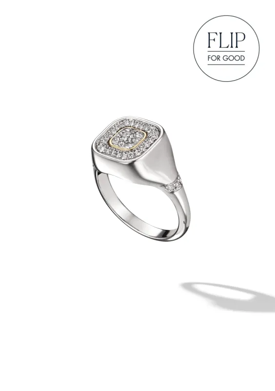 The Signet Flip Ring Snowcap sold by Larroude