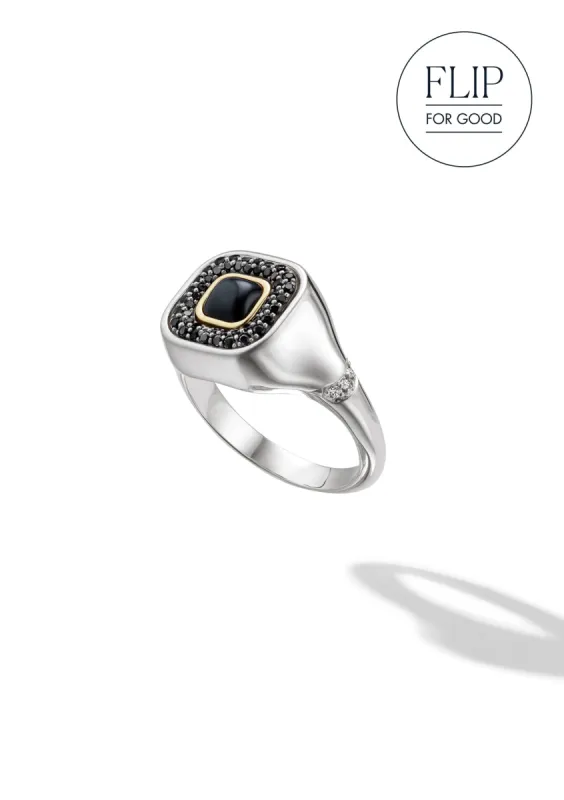 The Signet Flip Ring Eclipse sold by Larroude