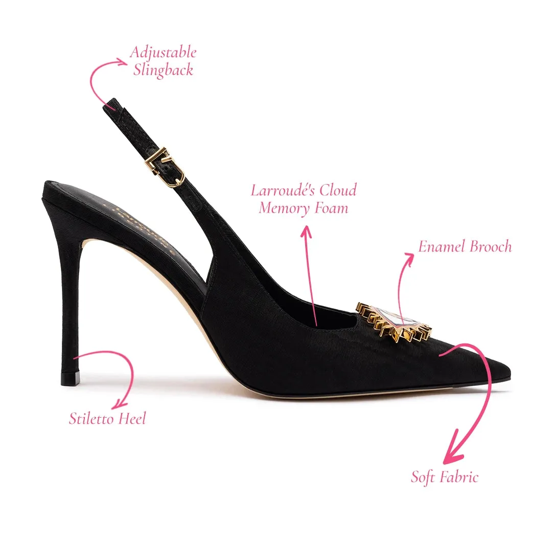 Larroudé x Libertine Eye Pump Hi In Black Fabric sold by Larroude product image thumbnail 5