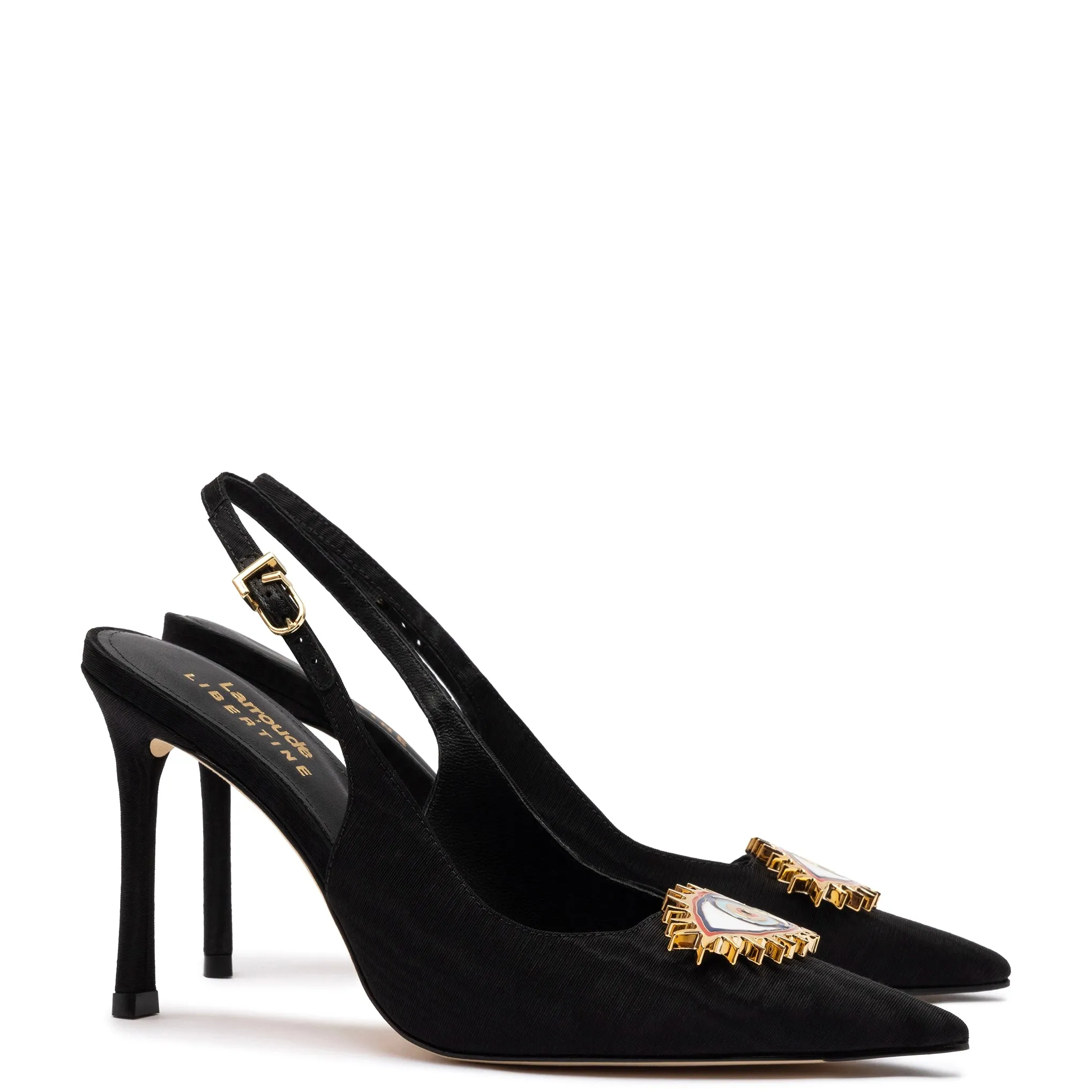 Larroudé x Libertine Eye Pump Hi In Black Fabric sold by Larroude product image thumbnail 3