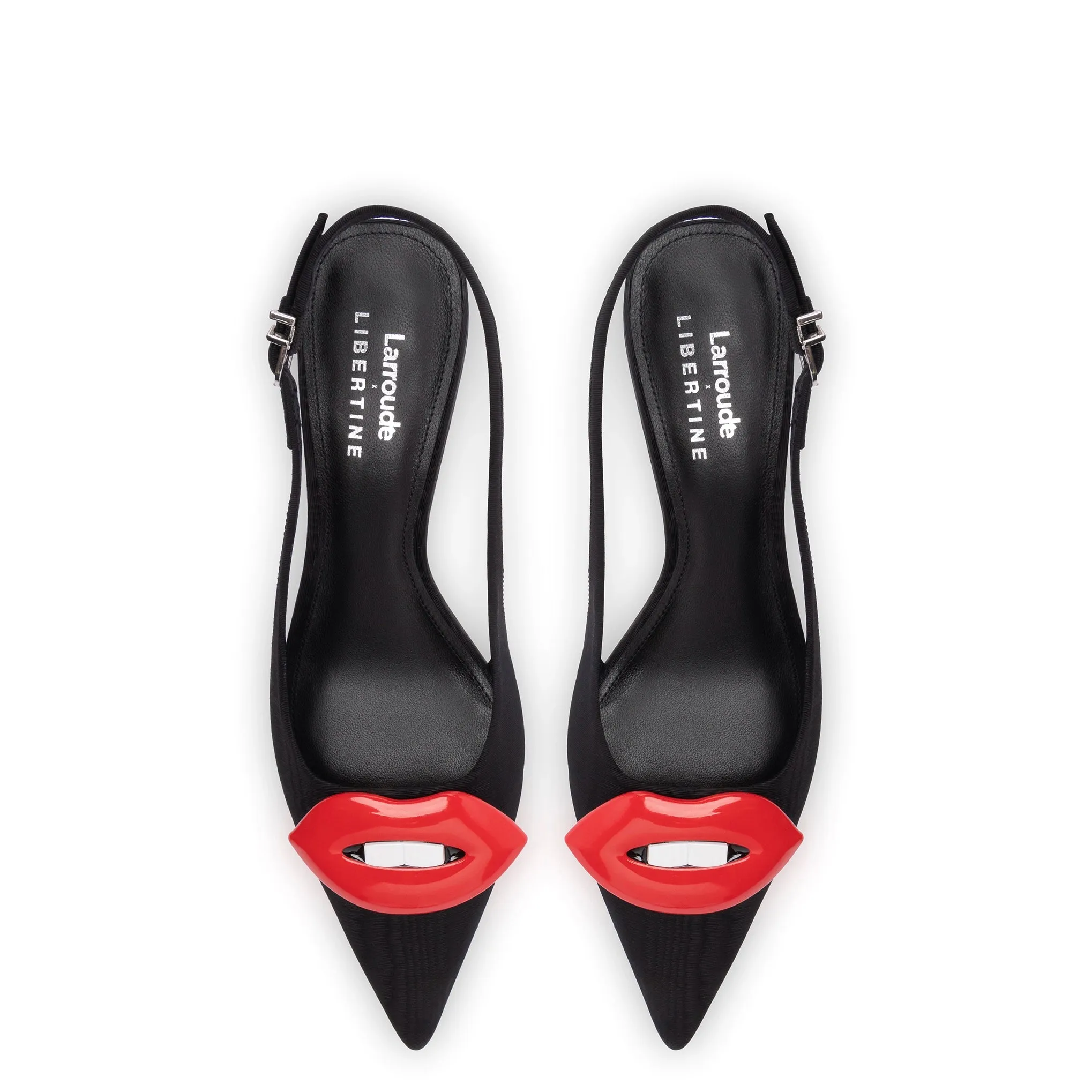 Larroudé x Libertine Lips Pump Lo In Black Fabric sold by Larroude product image thumbnail 3