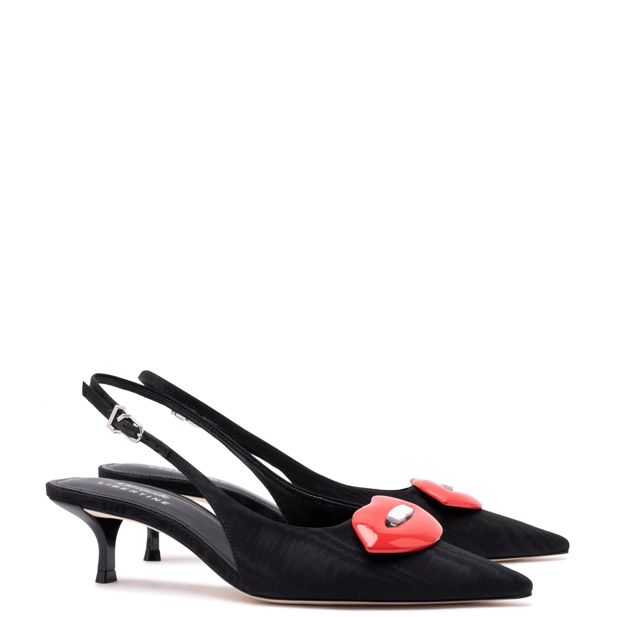 Larroudé x Libertine Lips Pump Lo In Black Fabric sold by Larroude product image thumbnail 2