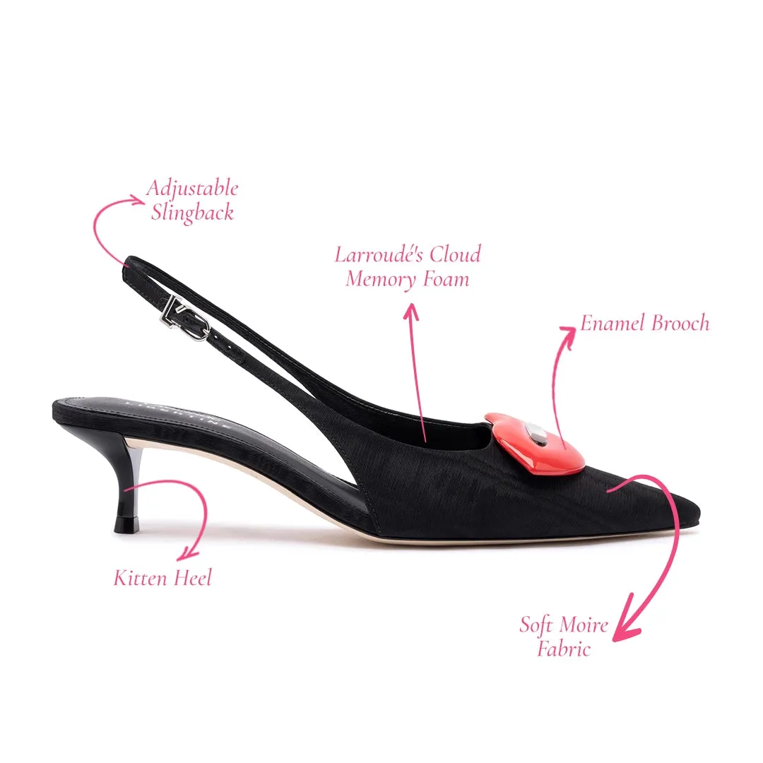 Larroudé x Libertine Lips Pump Lo In Black Fabric sold by Larroude product image thumbnail 5