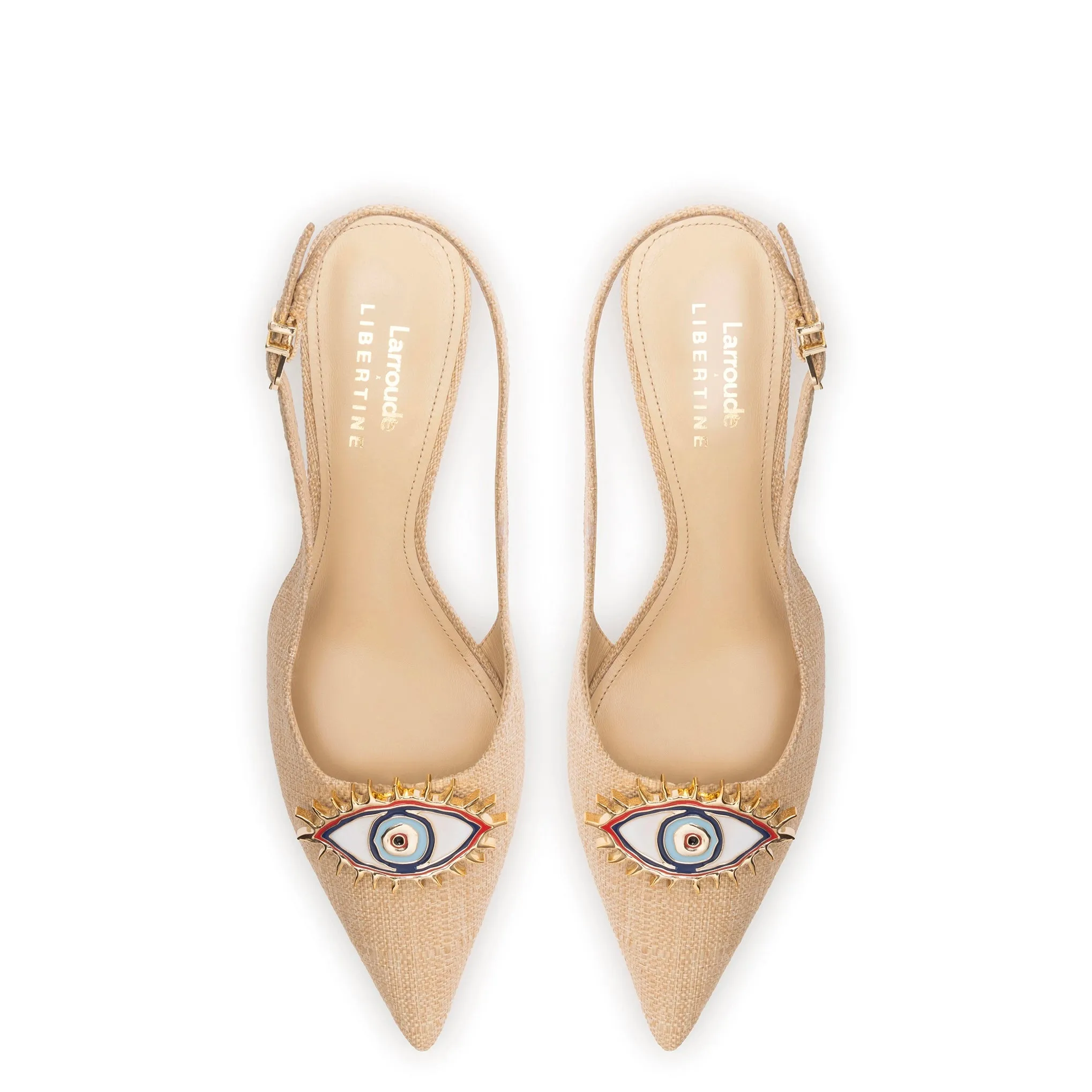 Larroudé x Libertine Eye Pump Lo In Beige Raffia sold by Larroude product image thumbnail 3