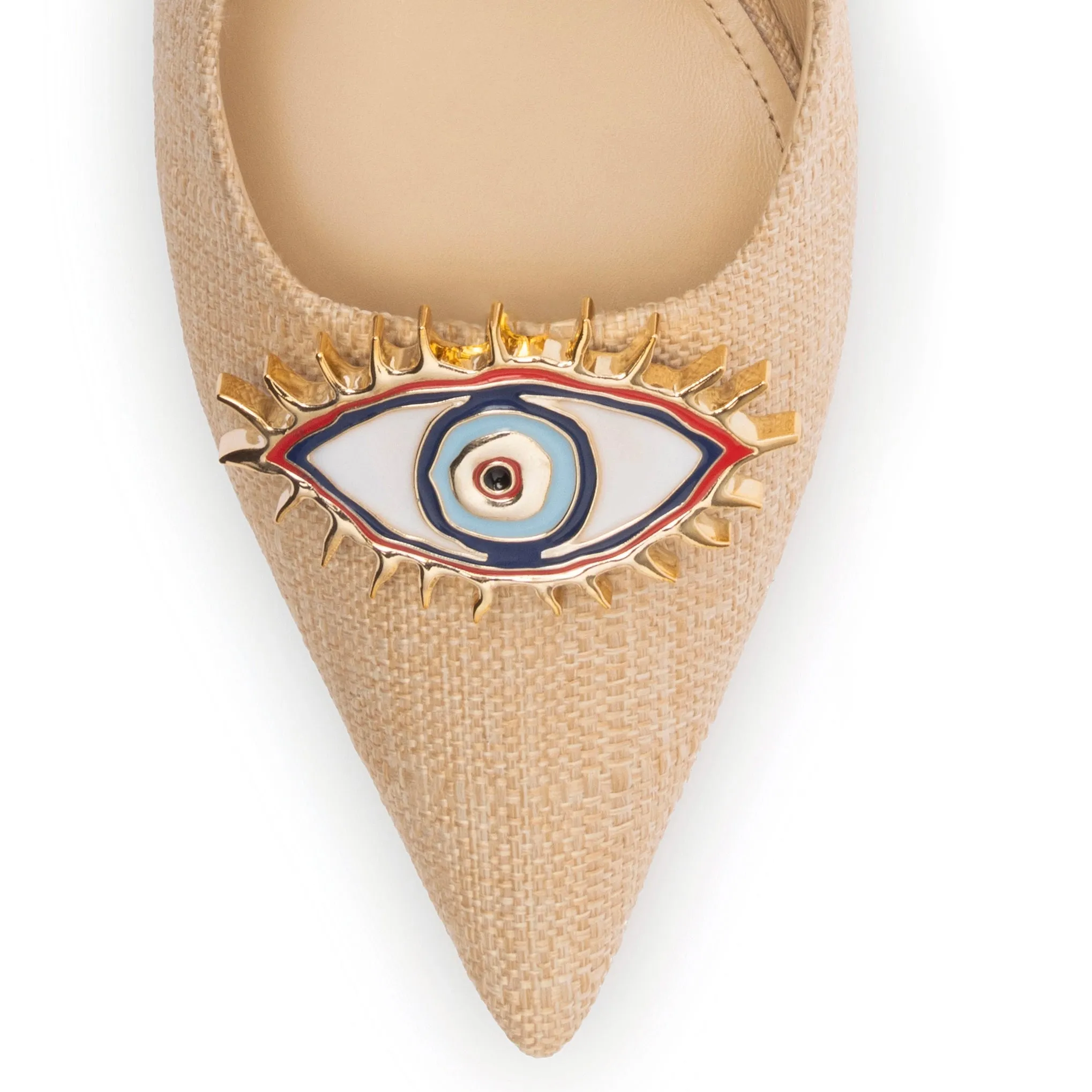 Larroudé x Libertine Eye Pump Lo In Beige Raffia sold by Larroude product image thumbnail 4
