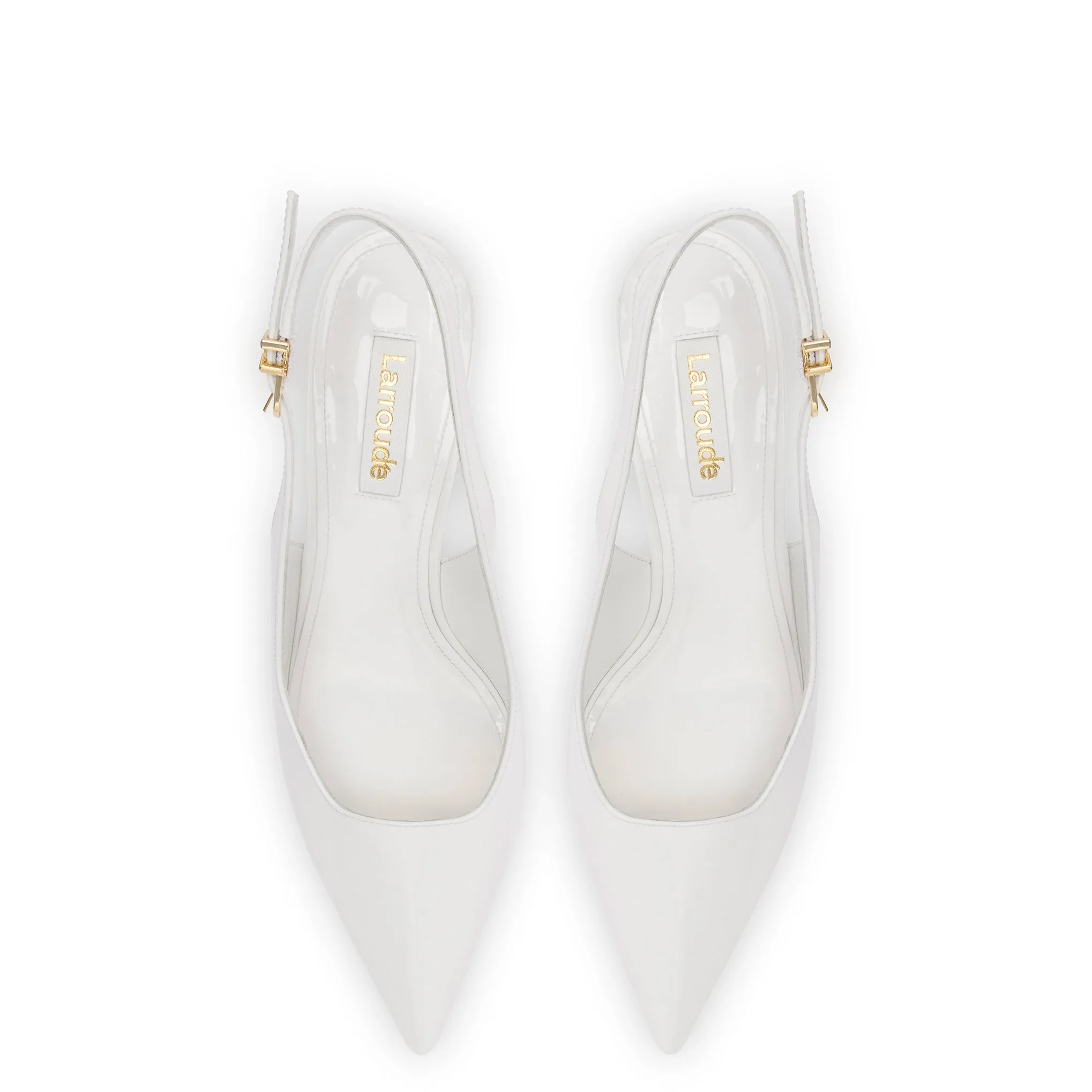 Loulou Pump In White Patent Leather sold by Larroude product image thumbnail 3