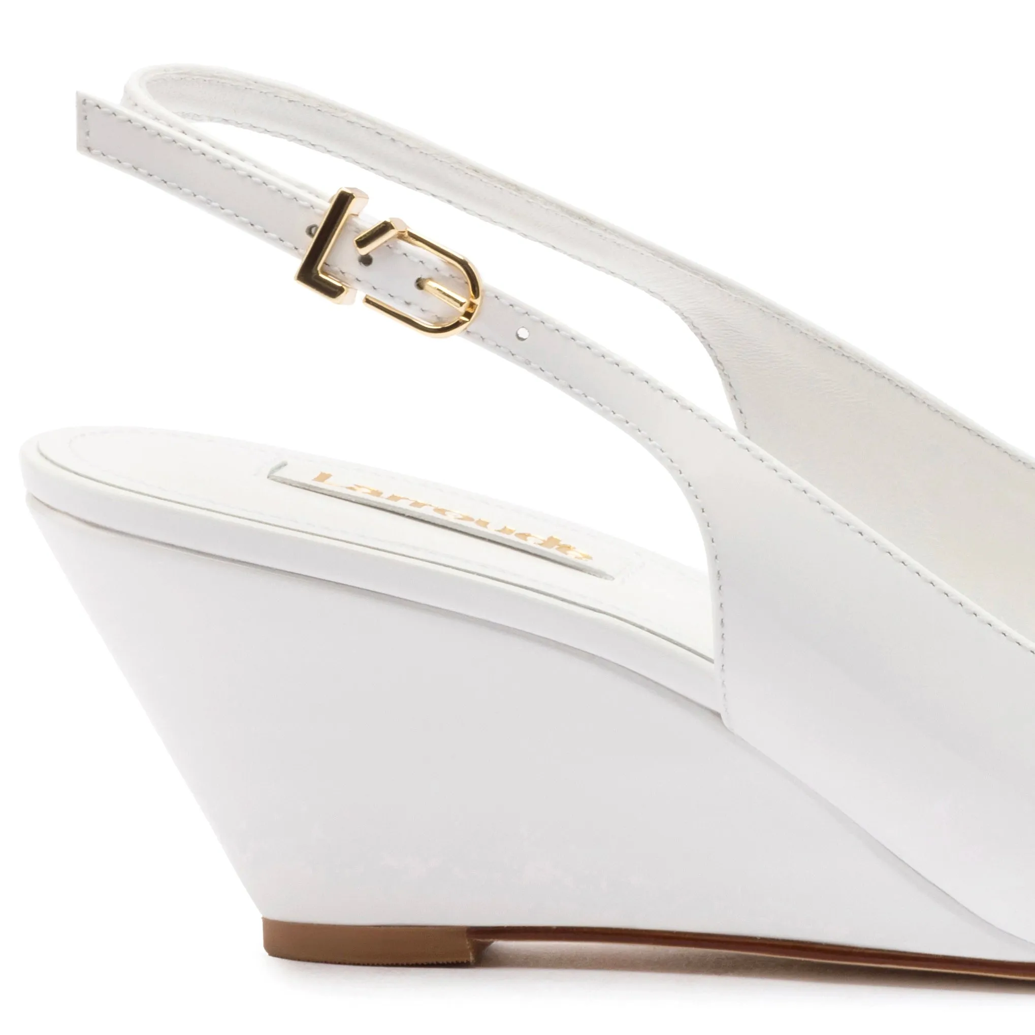 Loulou Pump In White Patent Leather sold by Larroude product image thumbnail 4