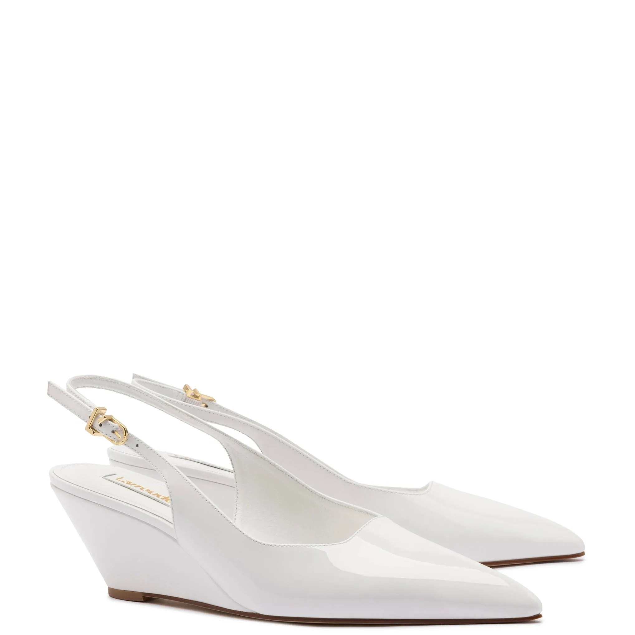Loulou Pump In White Patent Leather sold by Larroude product image thumbnail 2