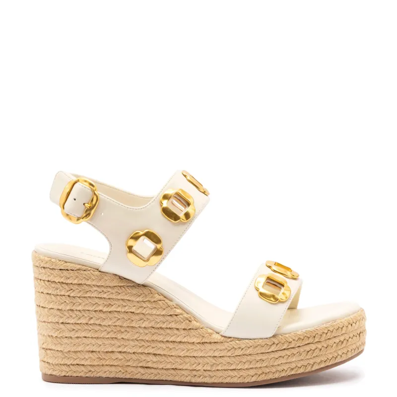 Milan Espadrille In Ivory Leather sold by Larroude