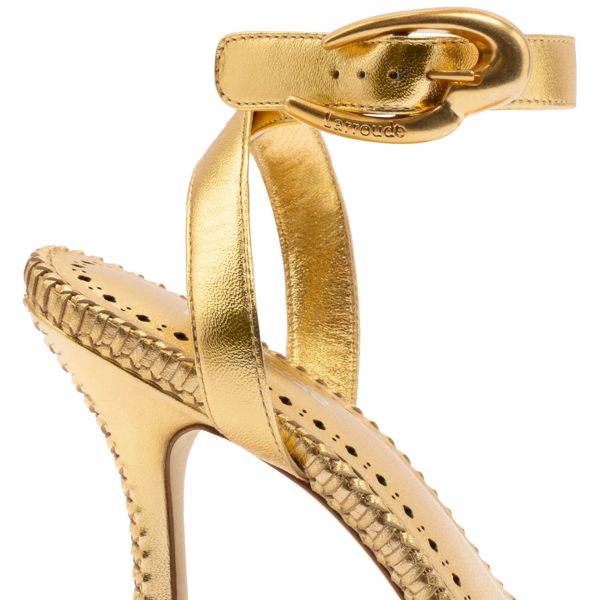 Verona Sandal In Gold Metallic Leather sold by Larroude product image thumbnail 4