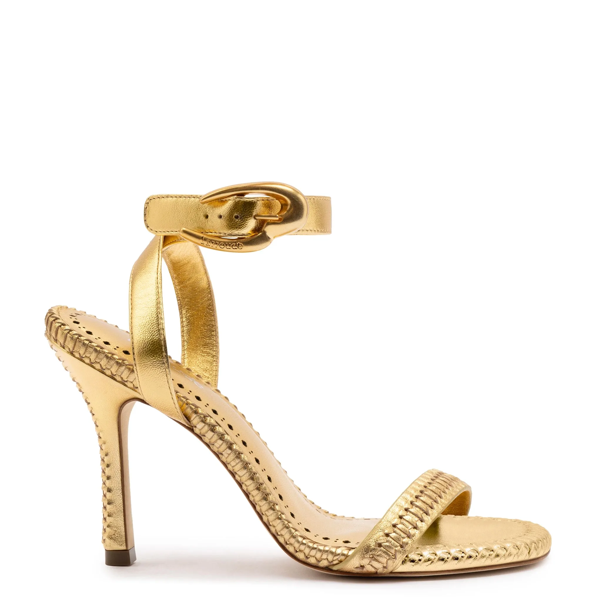 Verona Sandal In Gold Metallic Leather sold by Larroude