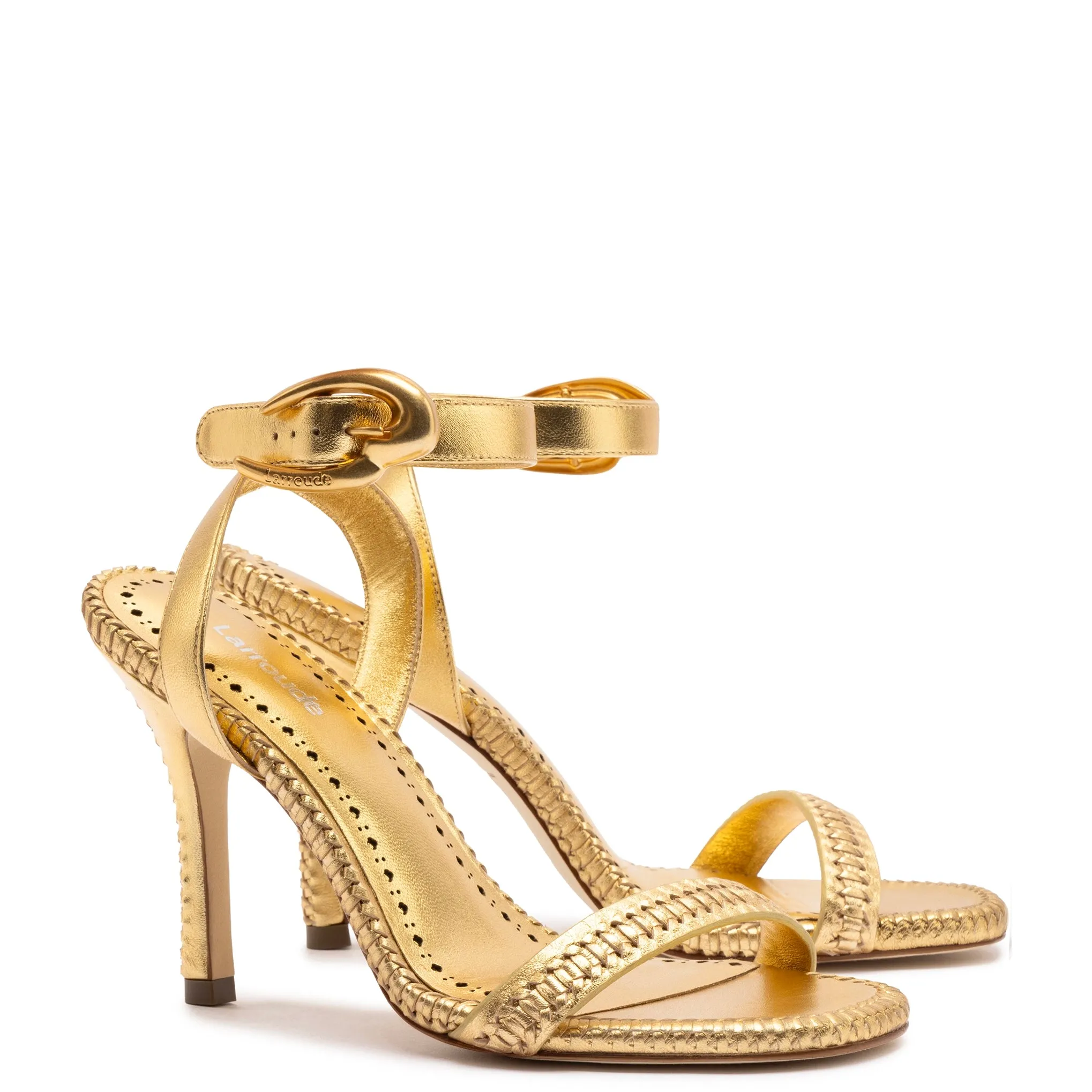 Verona Sandal In Gold Metallic Leather sold by Larroude product image thumbnail 2