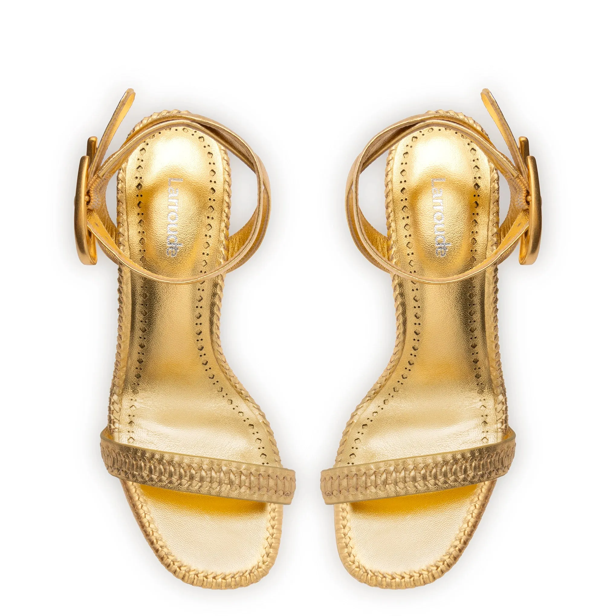 Verona Sandal In Gold Metallic Leather sold by Larroude product image thumbnail 3