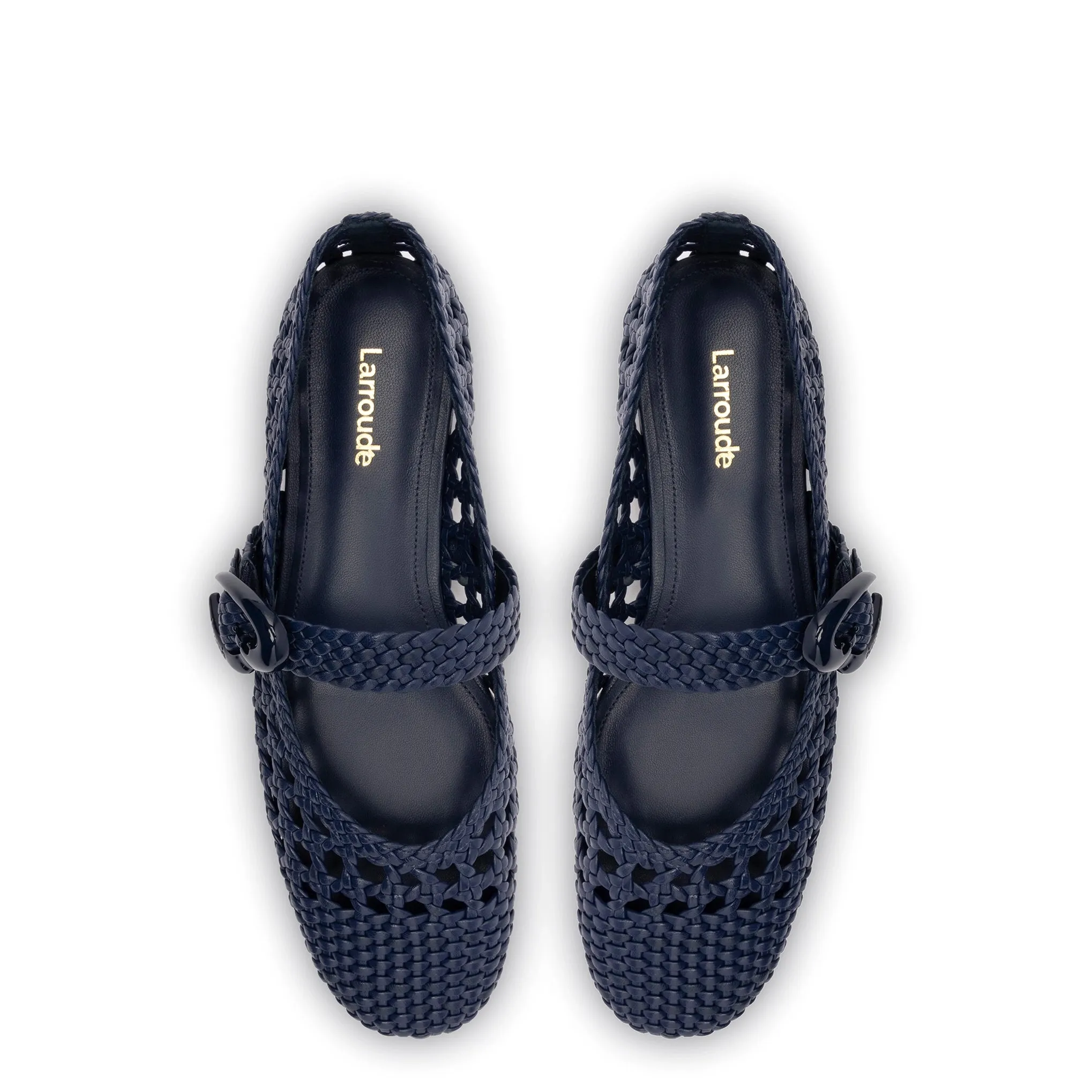 Verona Macrame Ballet Flat In Navy Leather sold by Larroude product image thumbnail 3