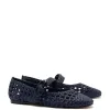Verona Macrame Ballet Flat In Navy Leather sold by Larroude