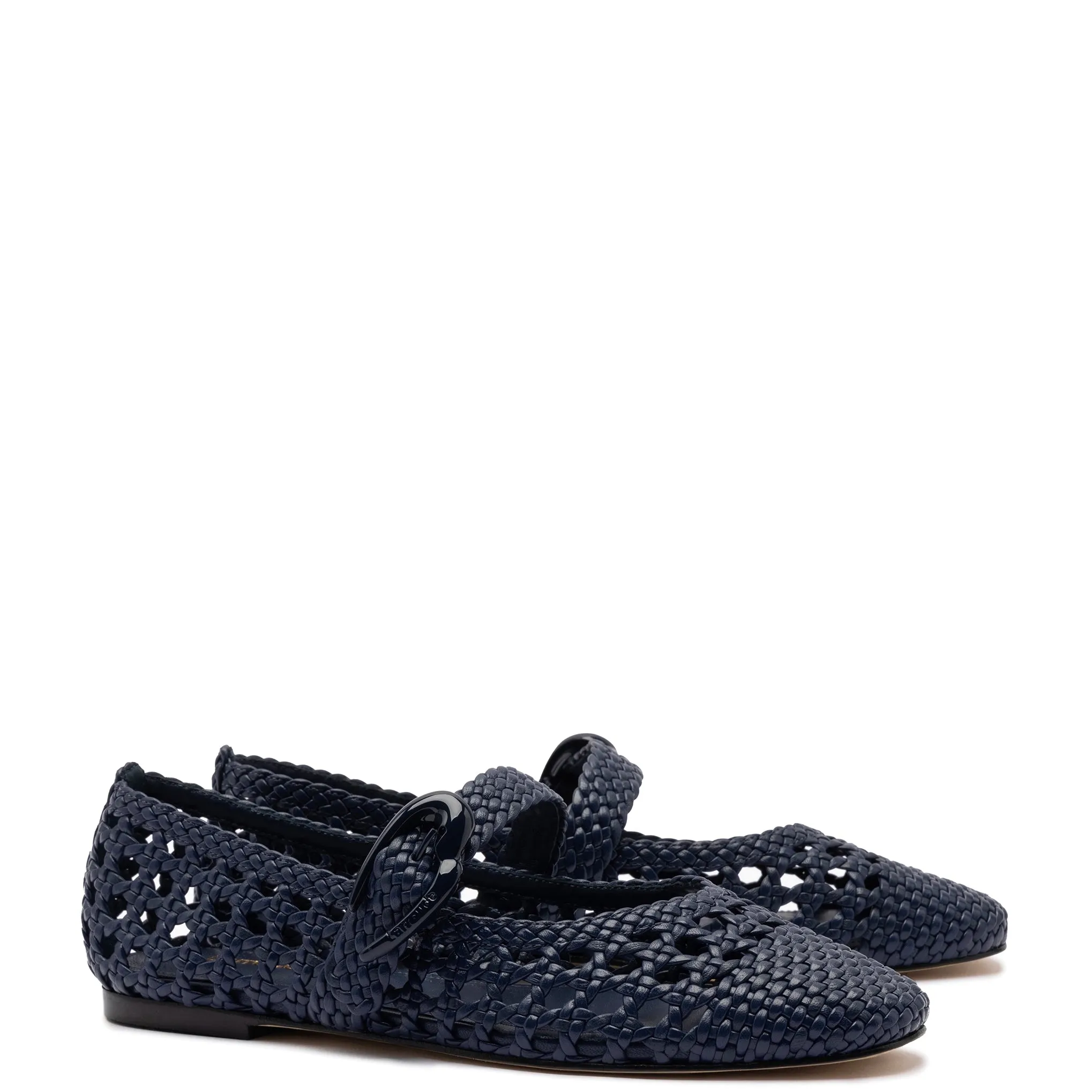 Verona Macrame Ballet Flat In Navy Leather sold by Larroude product image thumbnail 2