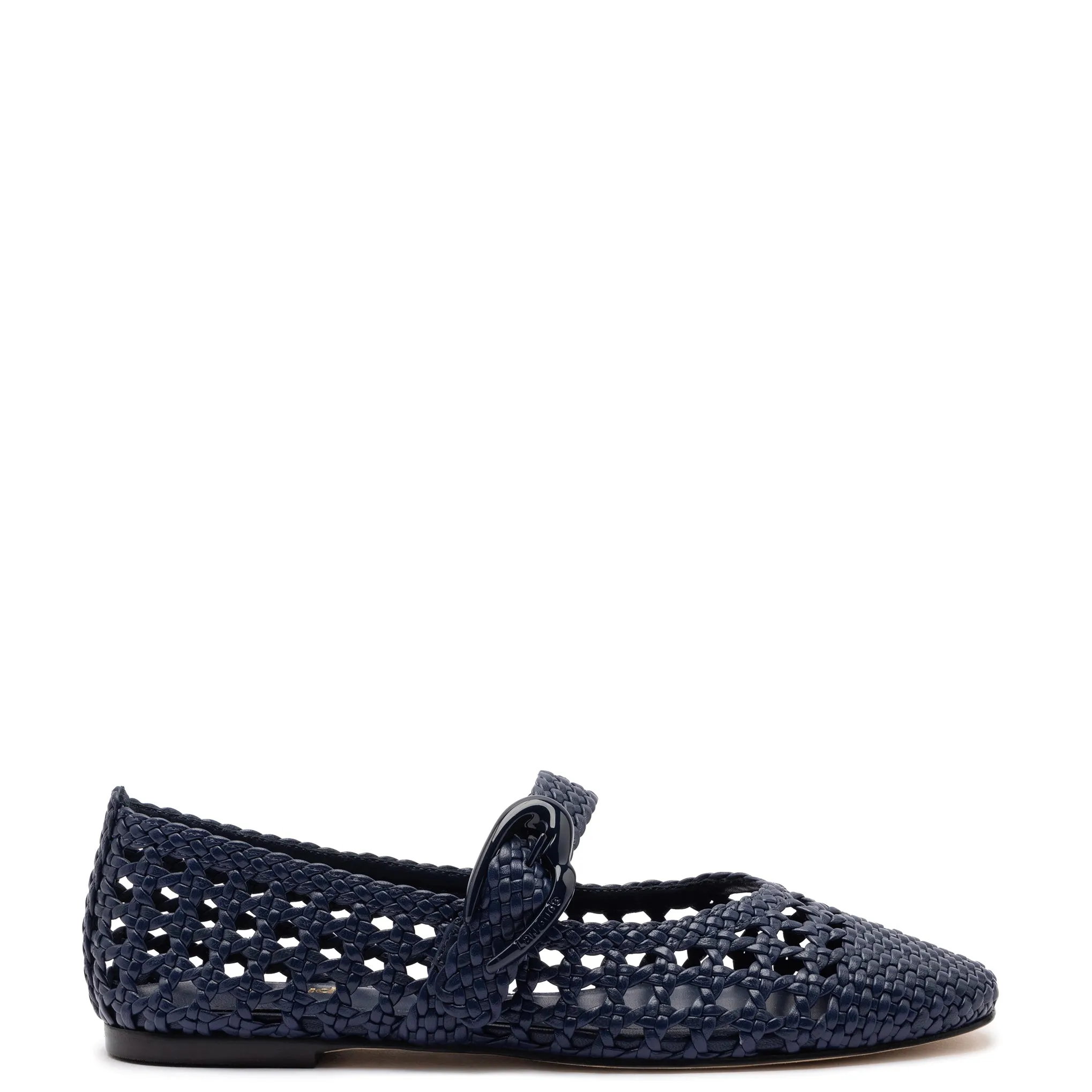 Verona Macrame Ballet Flat In Navy Leather sold by Larroude