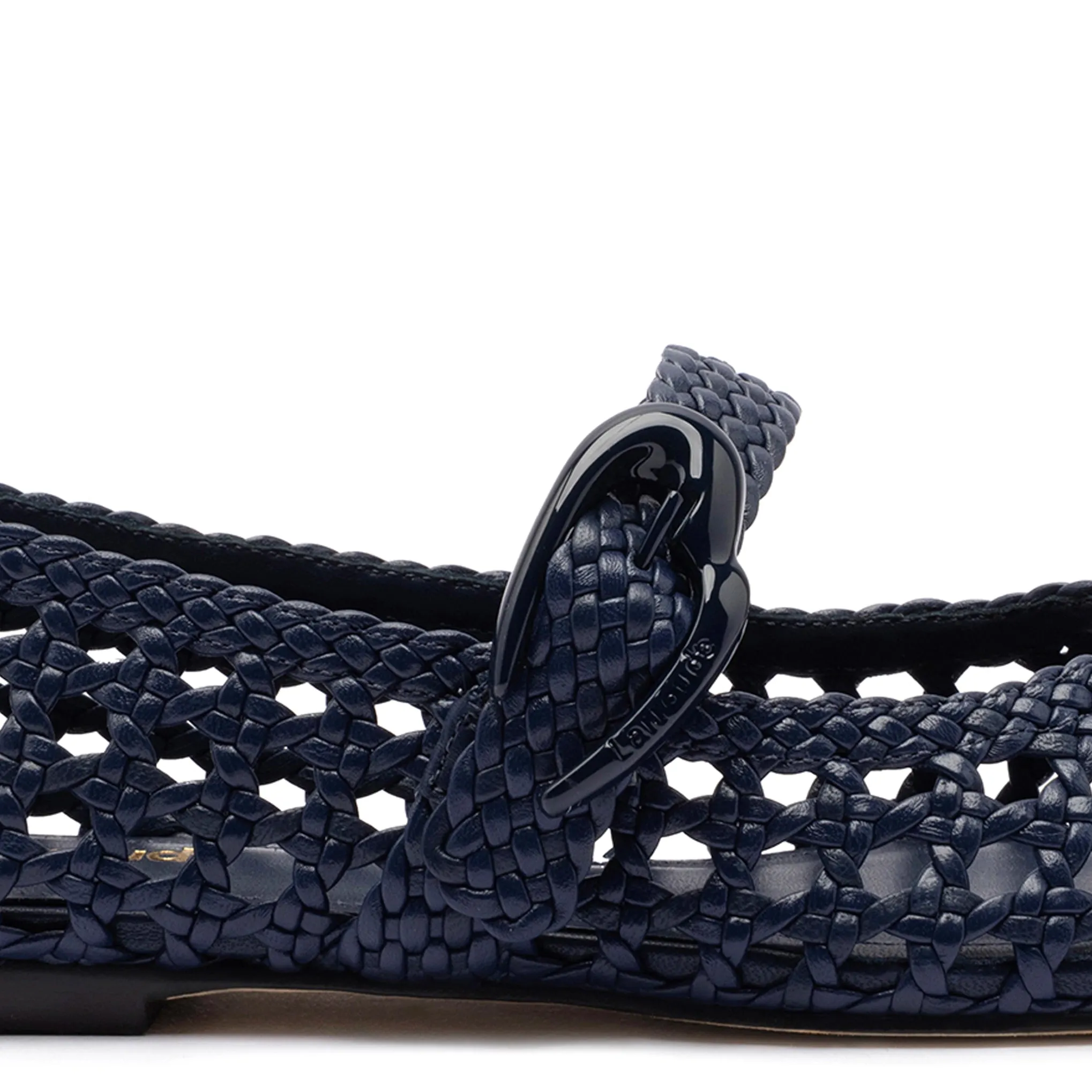 Verona Macrame Ballet Flat In Navy Leather sold by Larroude product image thumbnail 4