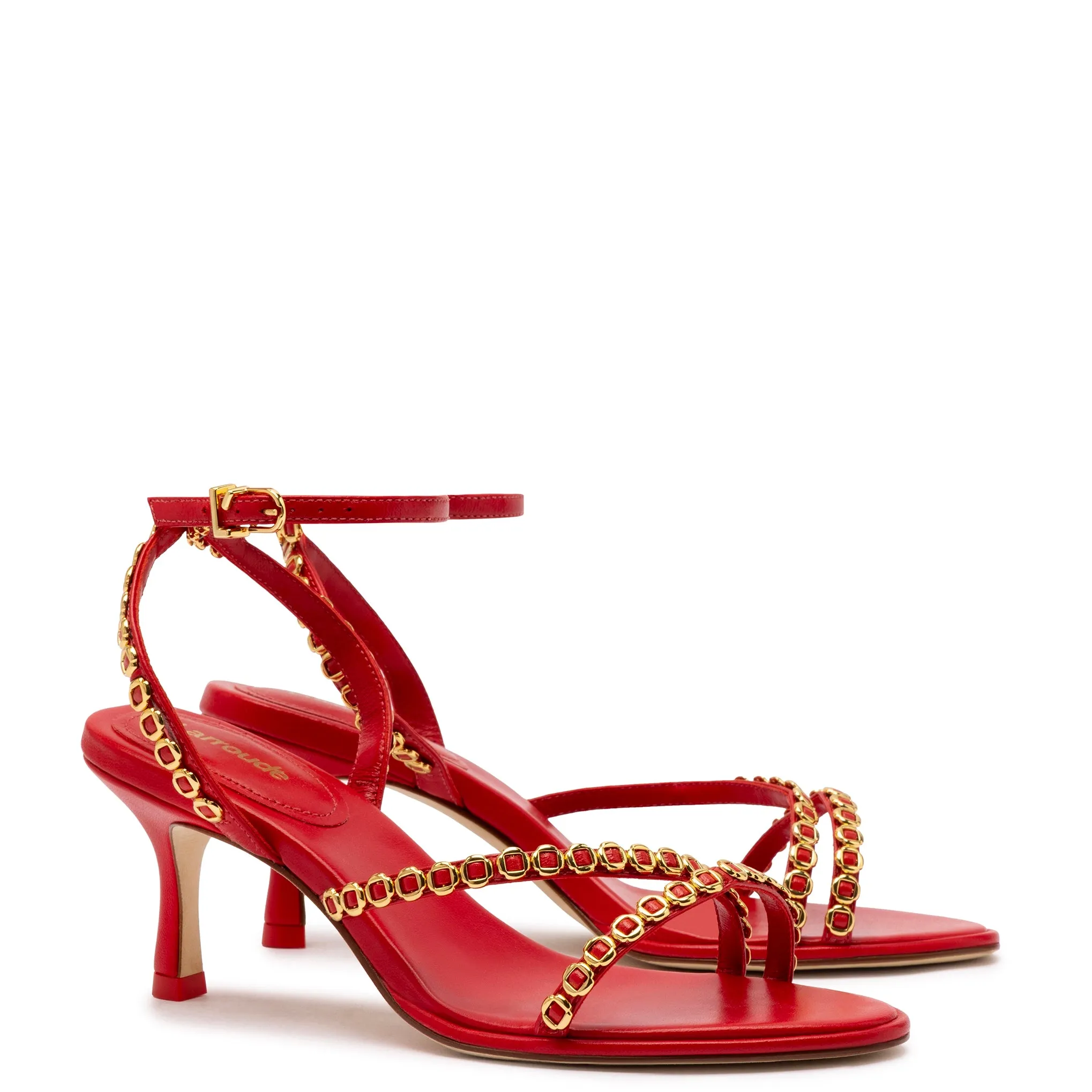 Milanina Mini Sandal In Scarlet Leather sold by Larroude product image thumbnail 2