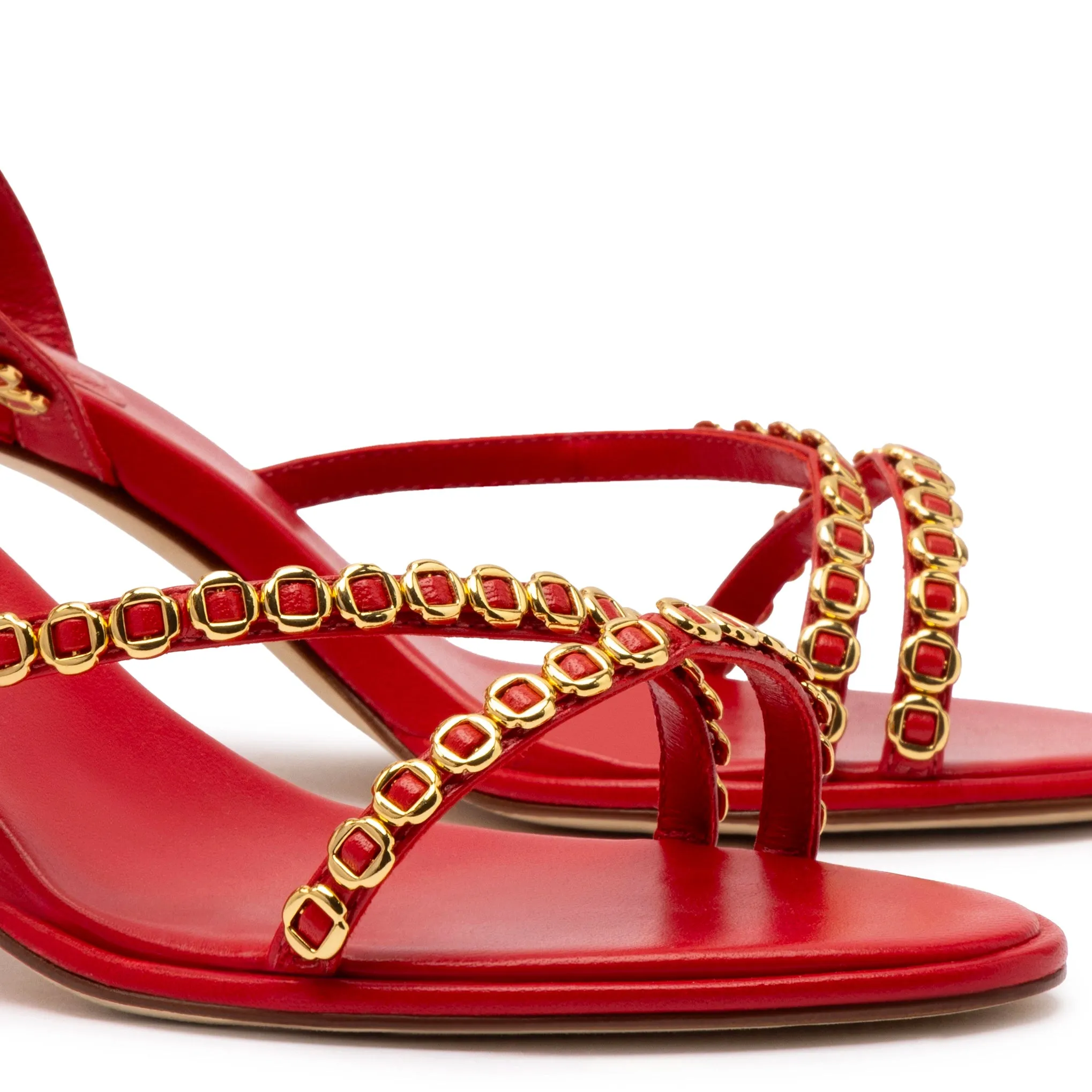 Milanina Mini Sandal In Scarlet Leather sold by Larroude product image thumbnail 4